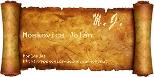 Moskovics Jolán névjegykártya