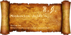 Moskovics Jolán névjegykártya